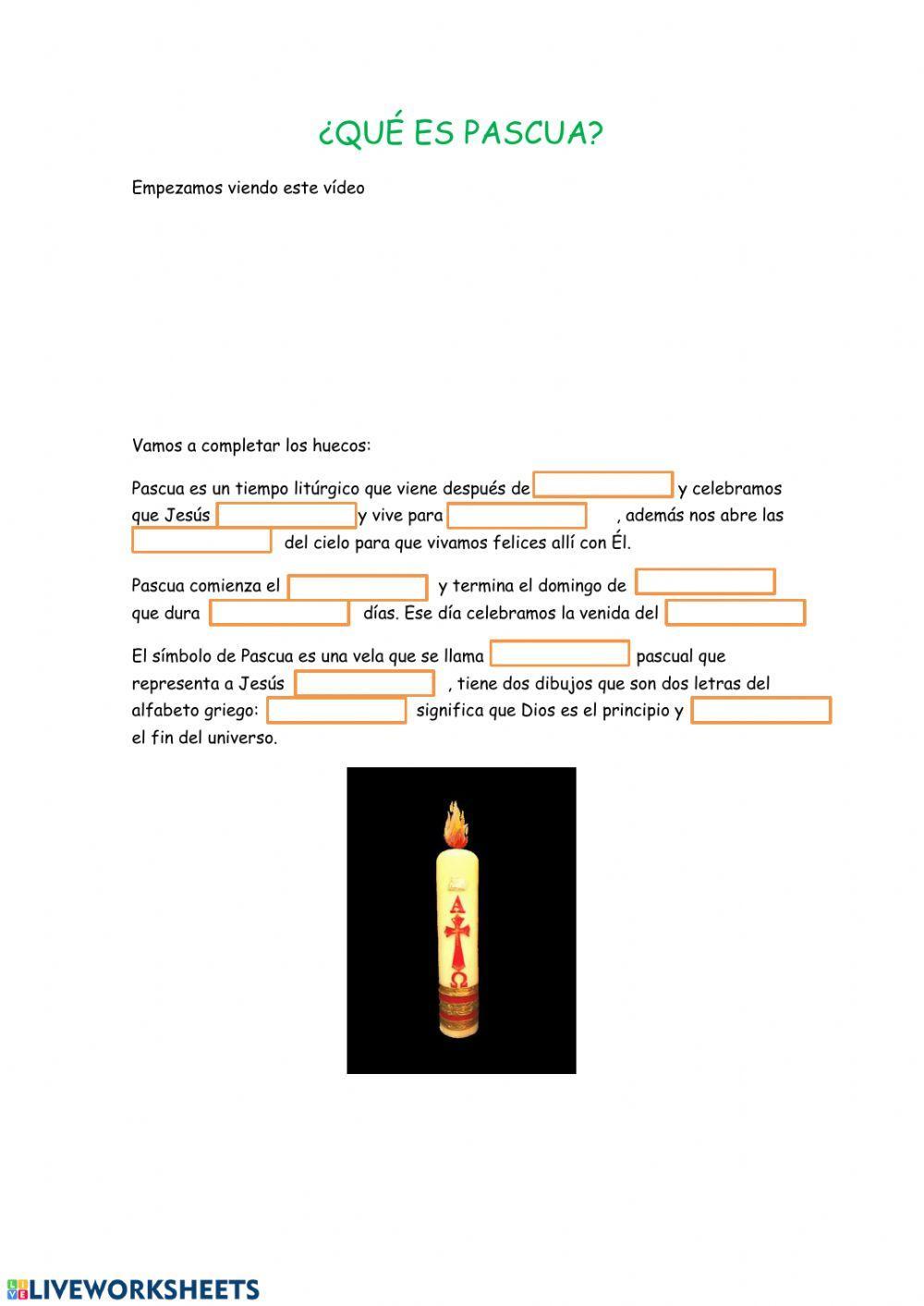Qué es Pascua | Free Interactive Worksheets | 122850