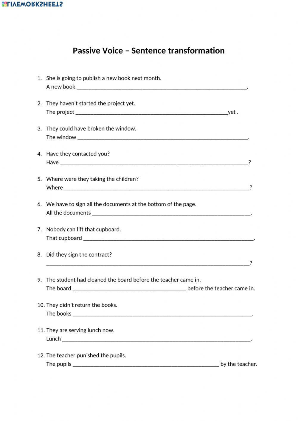 Passive sentence transformation all tenses