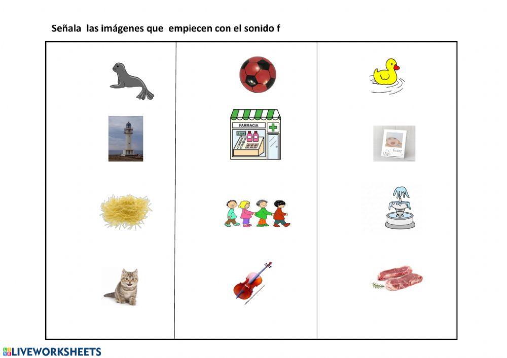 Señala el sonido f