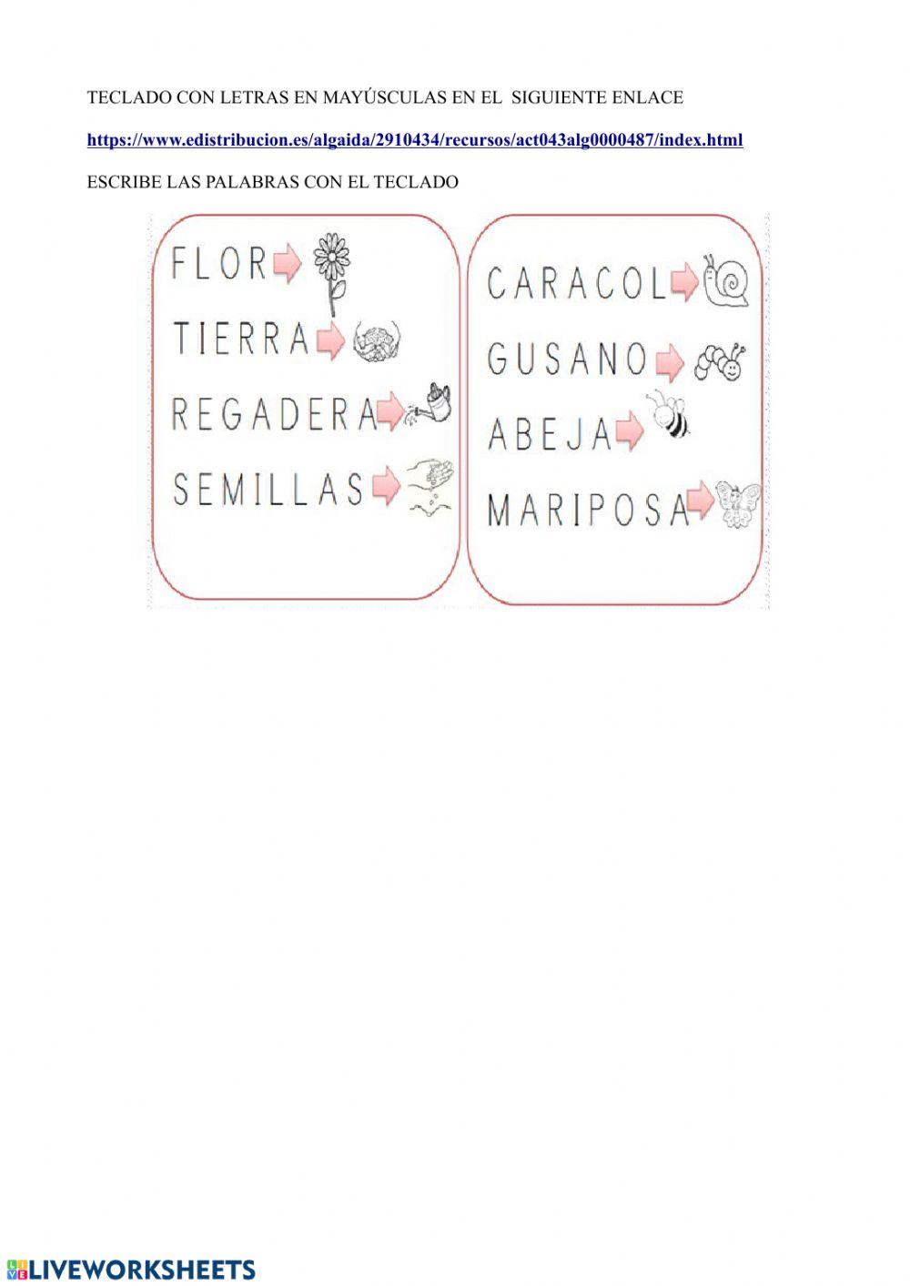 Teclado con mayúsculas