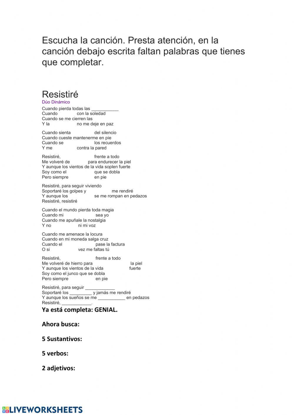 Dictado, sustantivos