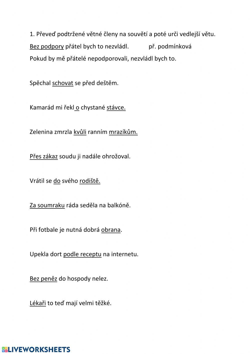 Převádění větných členů 1