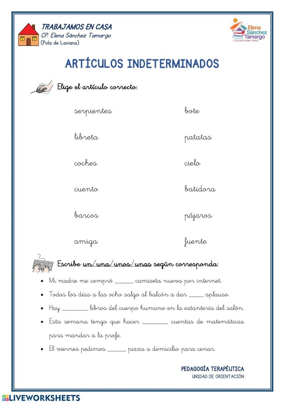 Artículos indeterminados