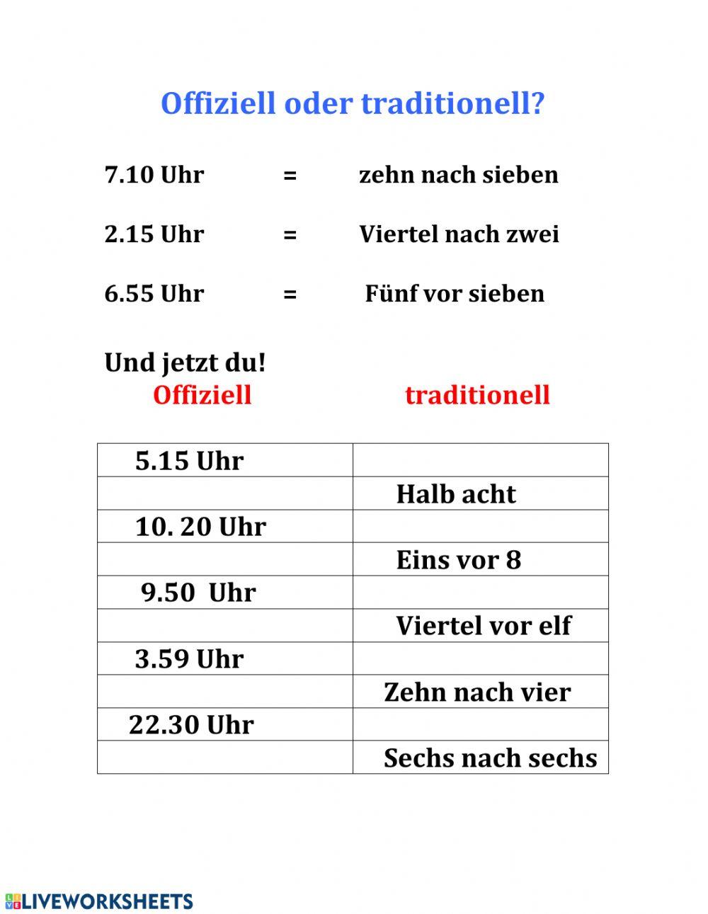 Traditionell oder offiziell