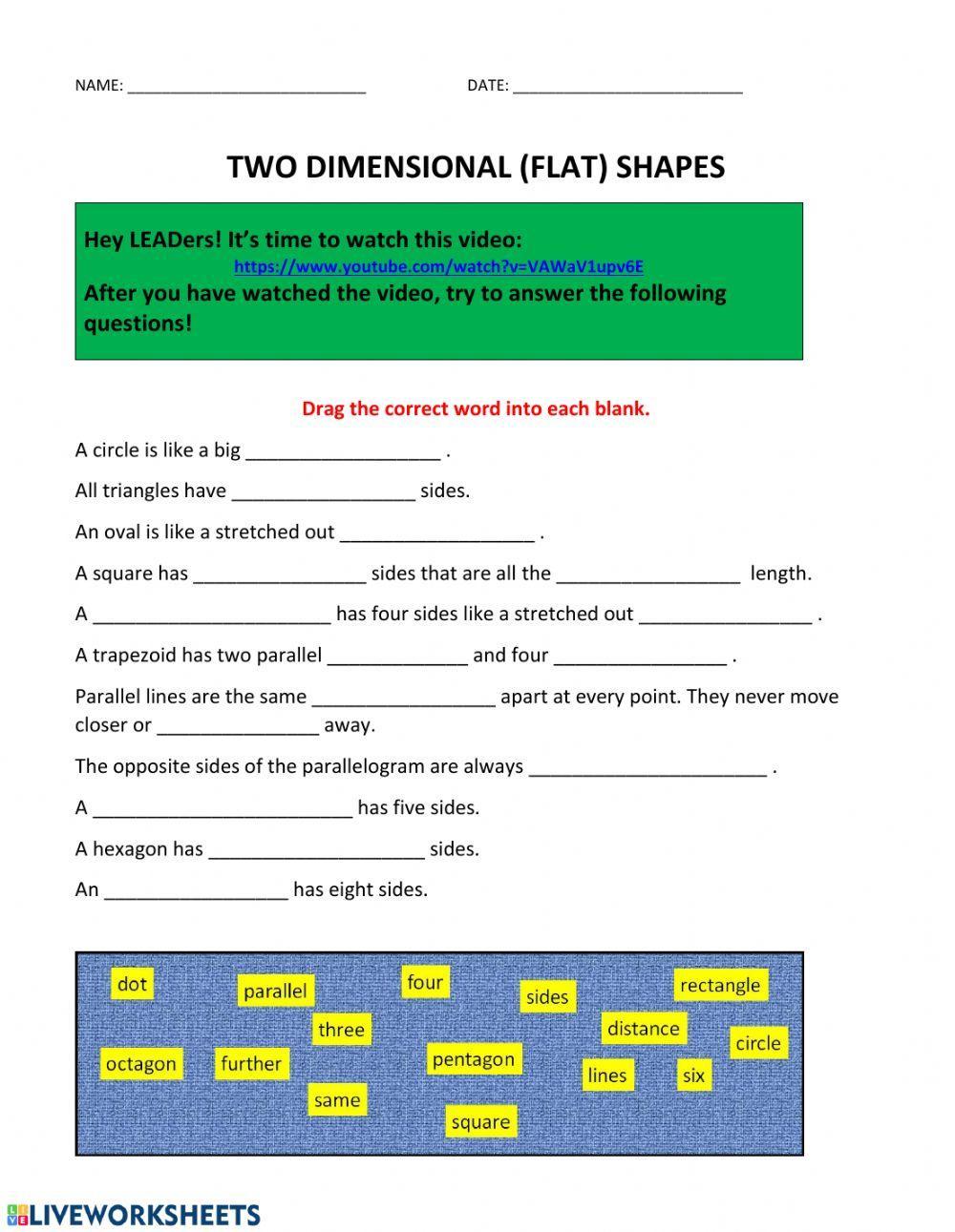 Two dimensional (flat) shapes