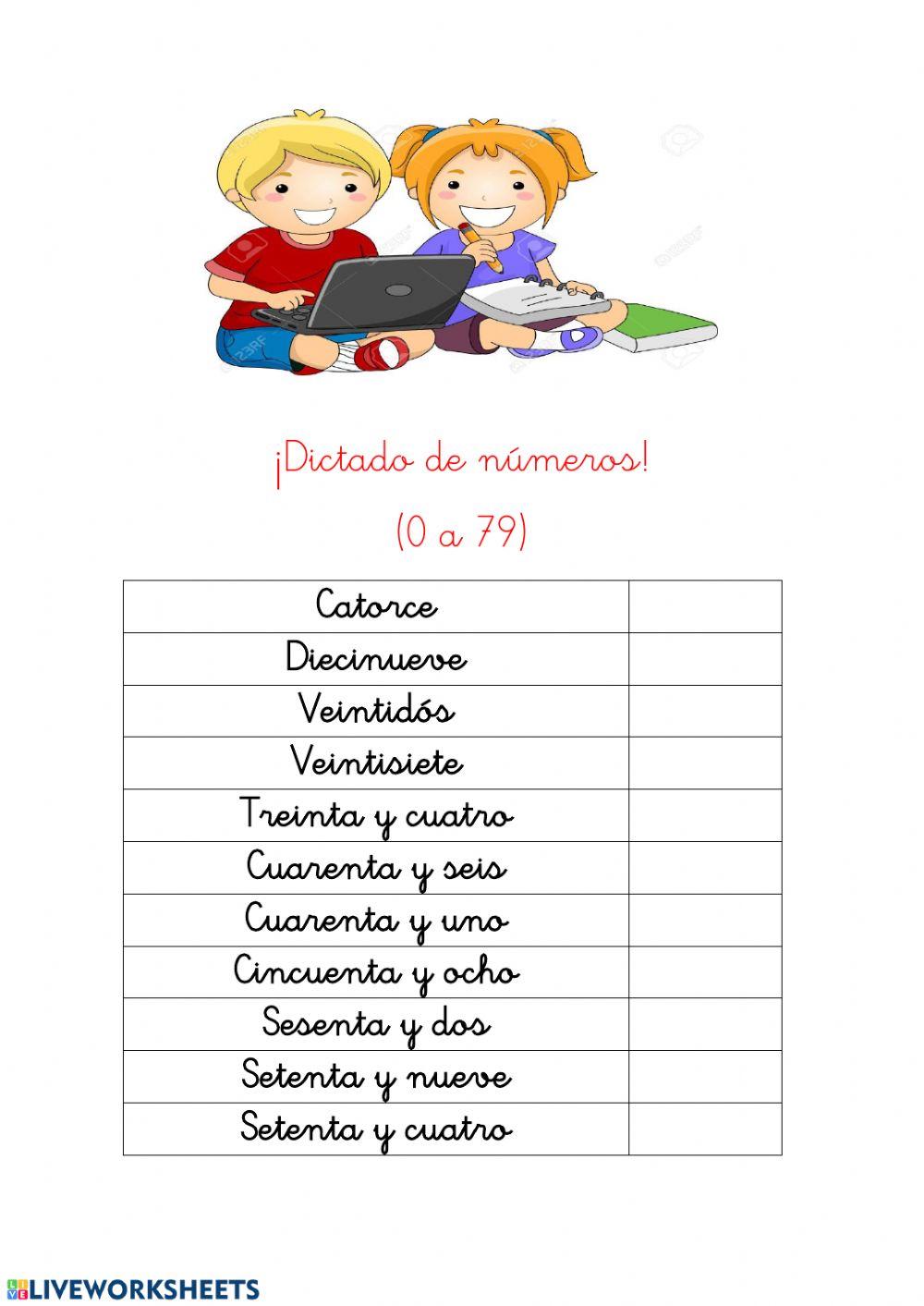 Dictado números 0-79
