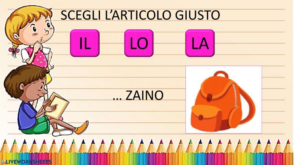 Articolo determinativo e nomi