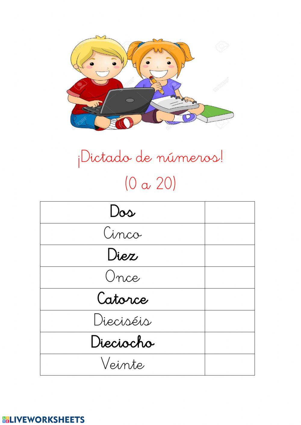 Dictado números 0-20