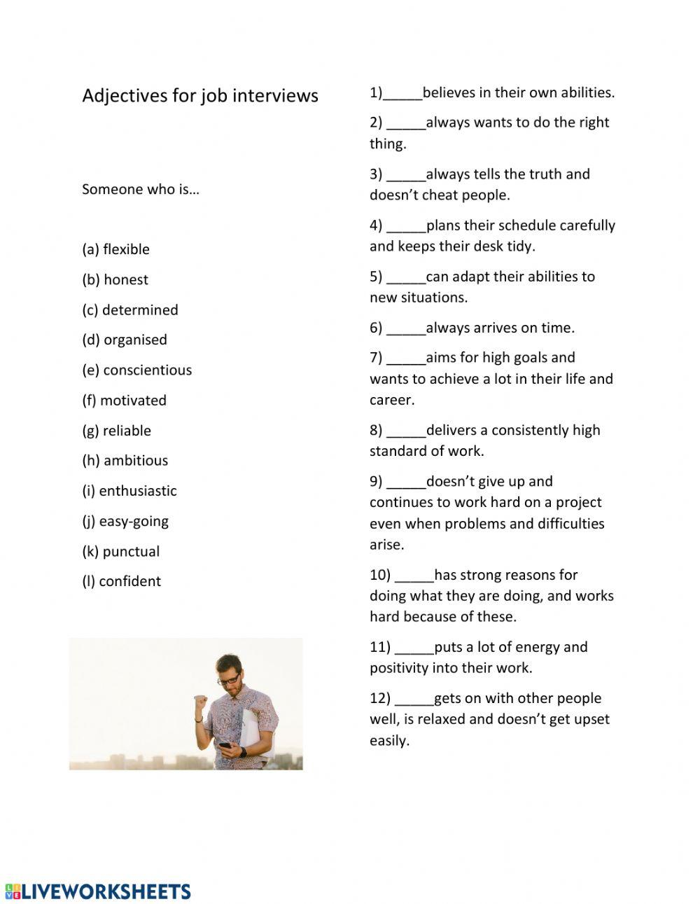 Adjectives practice worksheet Live Worksheets
