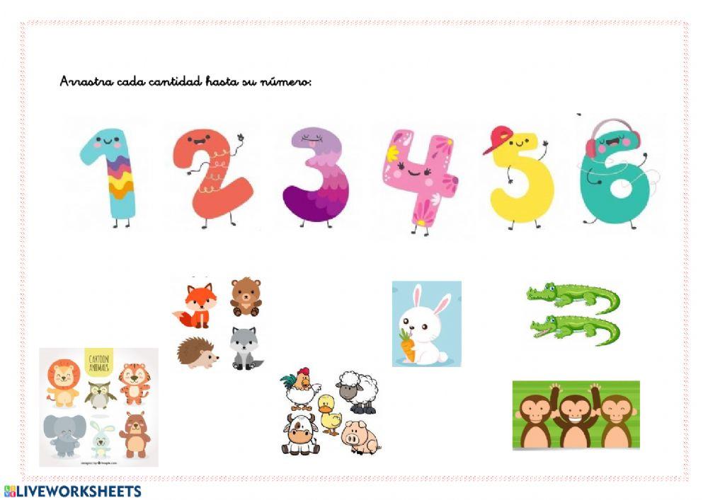 Arrastra los números hacia su cantidad