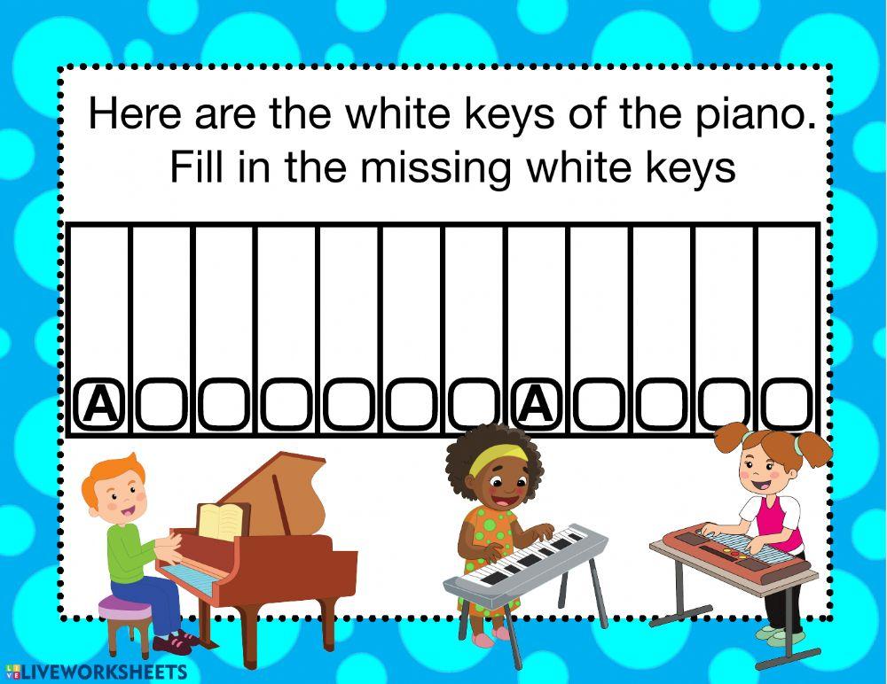 Piano White Keys 2 worksheet | Live Worksheets