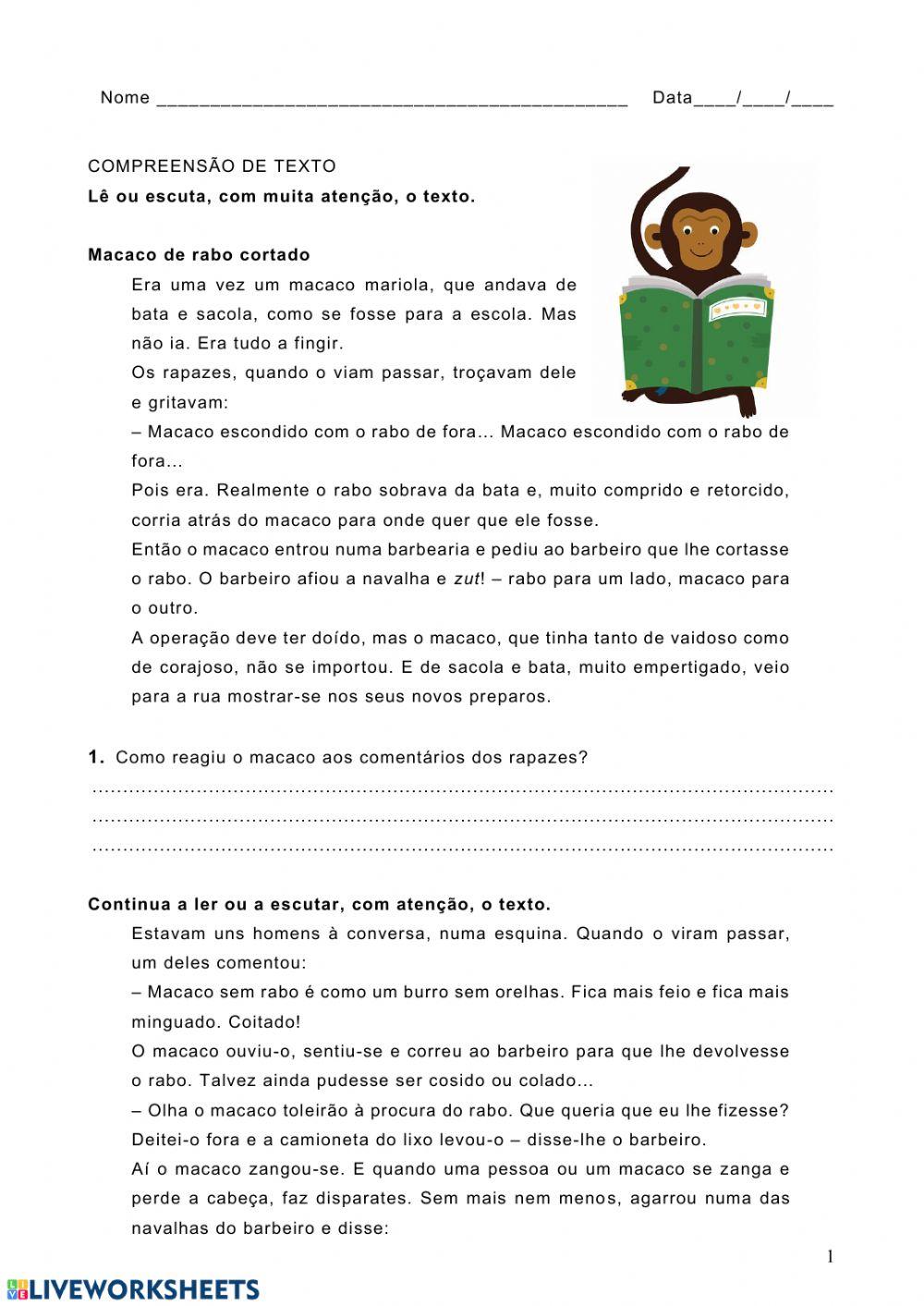 Historia do Macaco de rabo cortado