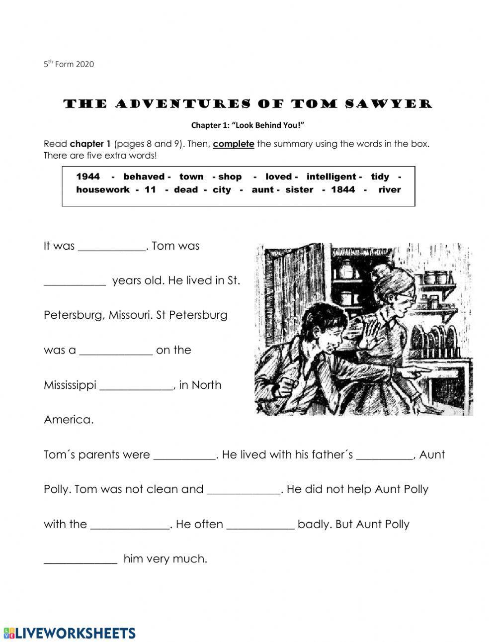 Tom Sawyer Chapter 1 123552 gerling Live Worksheets