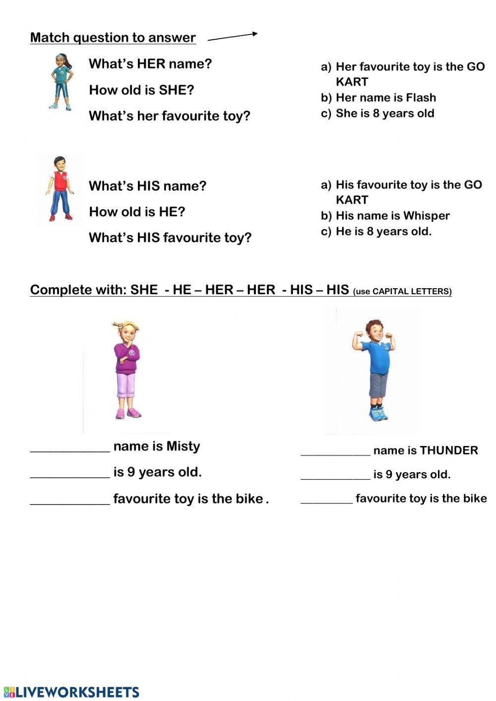 His- Her worksheet | Live Worksheets