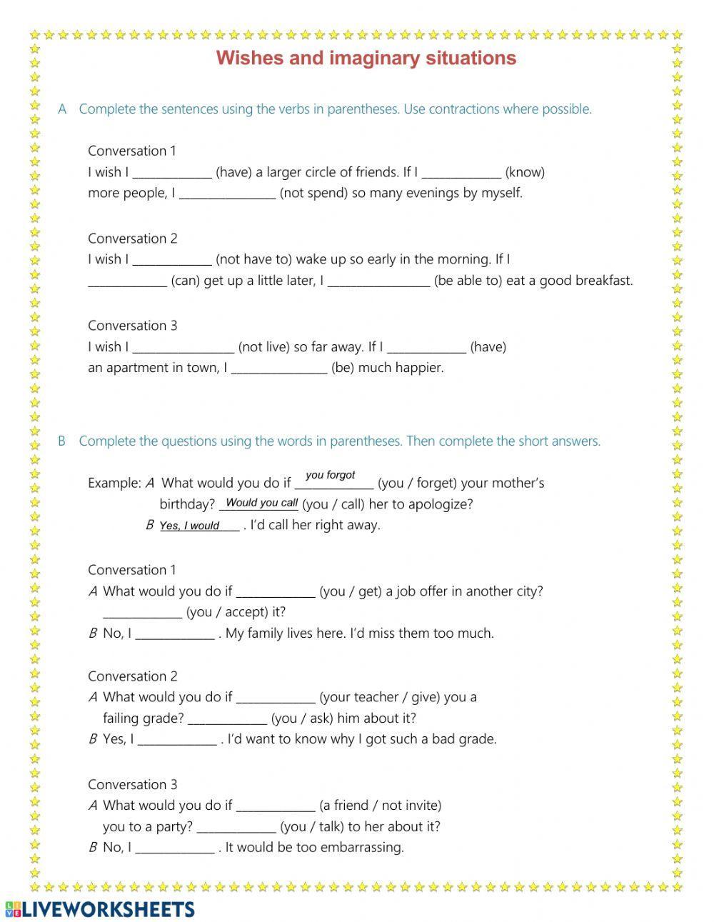 Wishes and imaginary situations