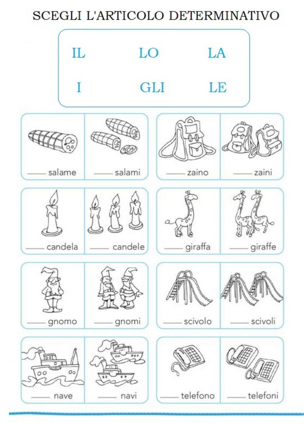 Articoli determinativi (singolari-plurali)