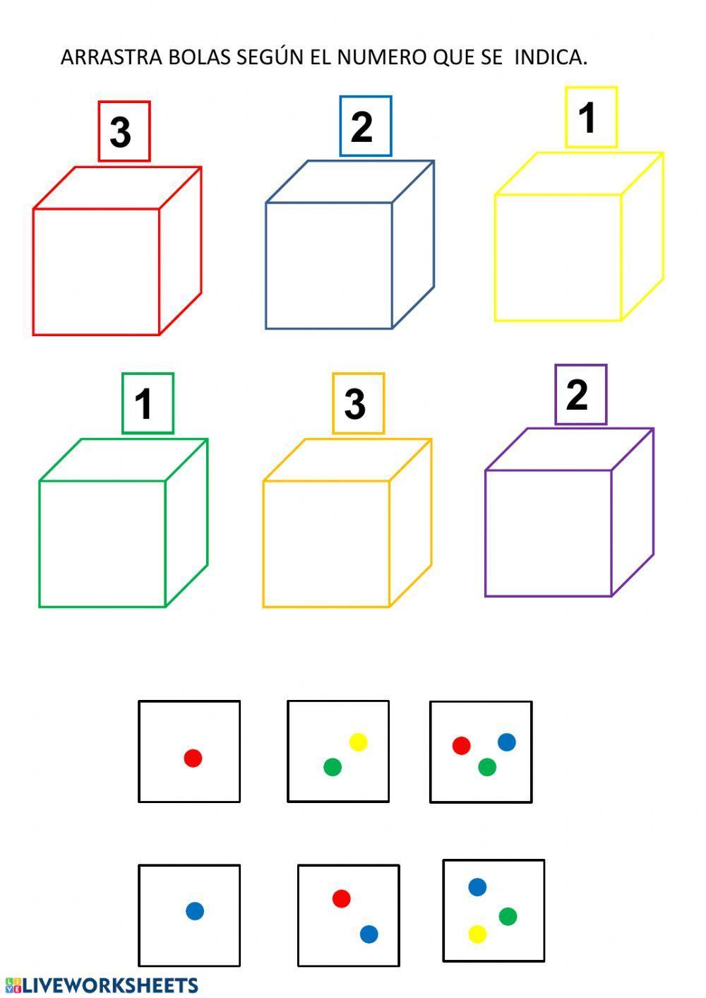Arrastra bolas según el número que se indica.