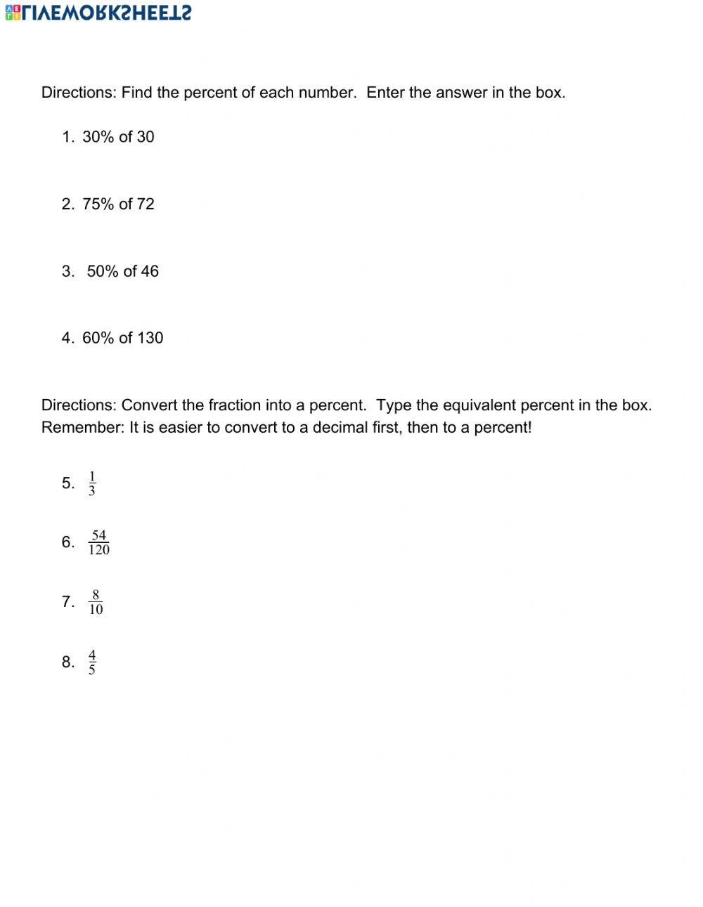 123841 | Percent | rwindish | LiveWorksheets
