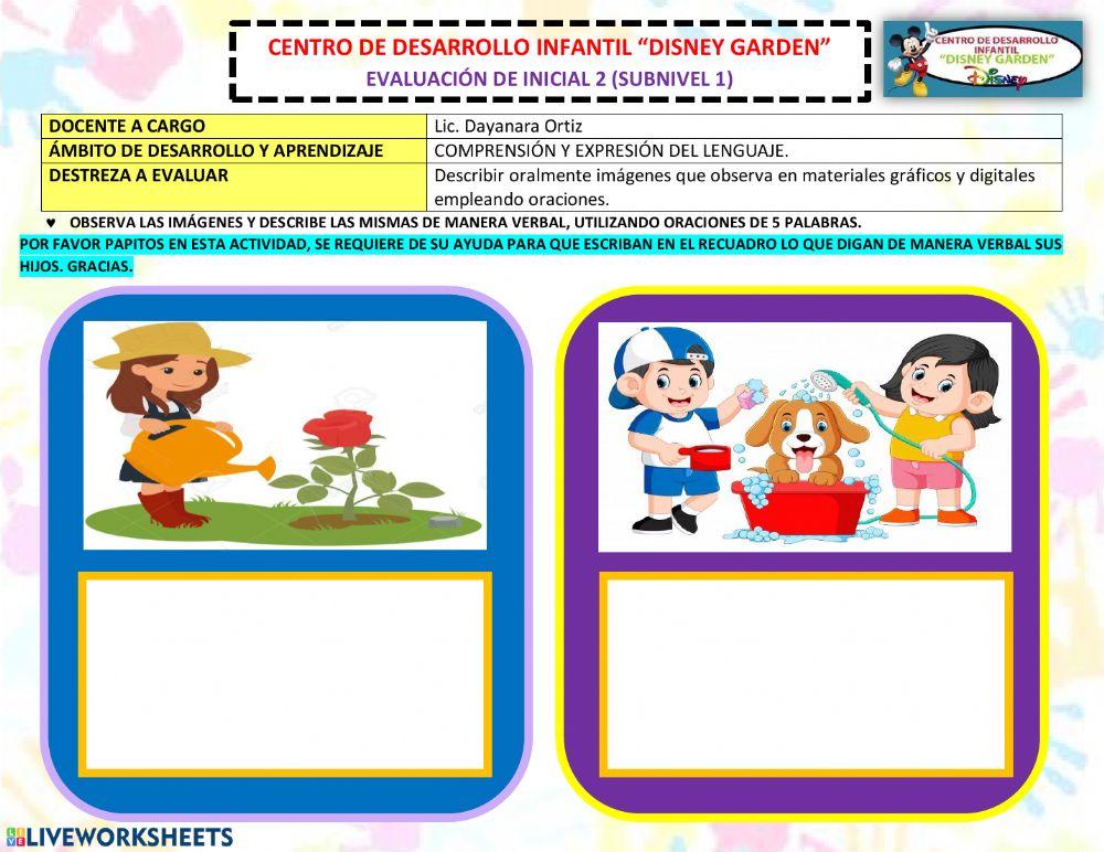 Descripción de imágenes con oraciones completas.