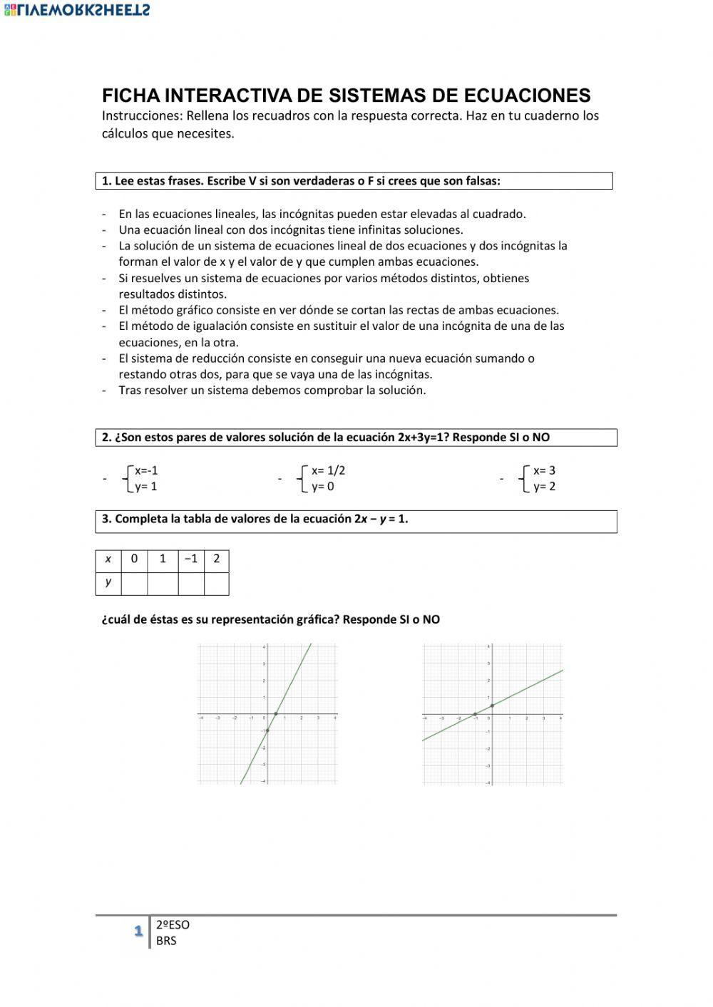 Sistemas de ecuaciones 2ºESO