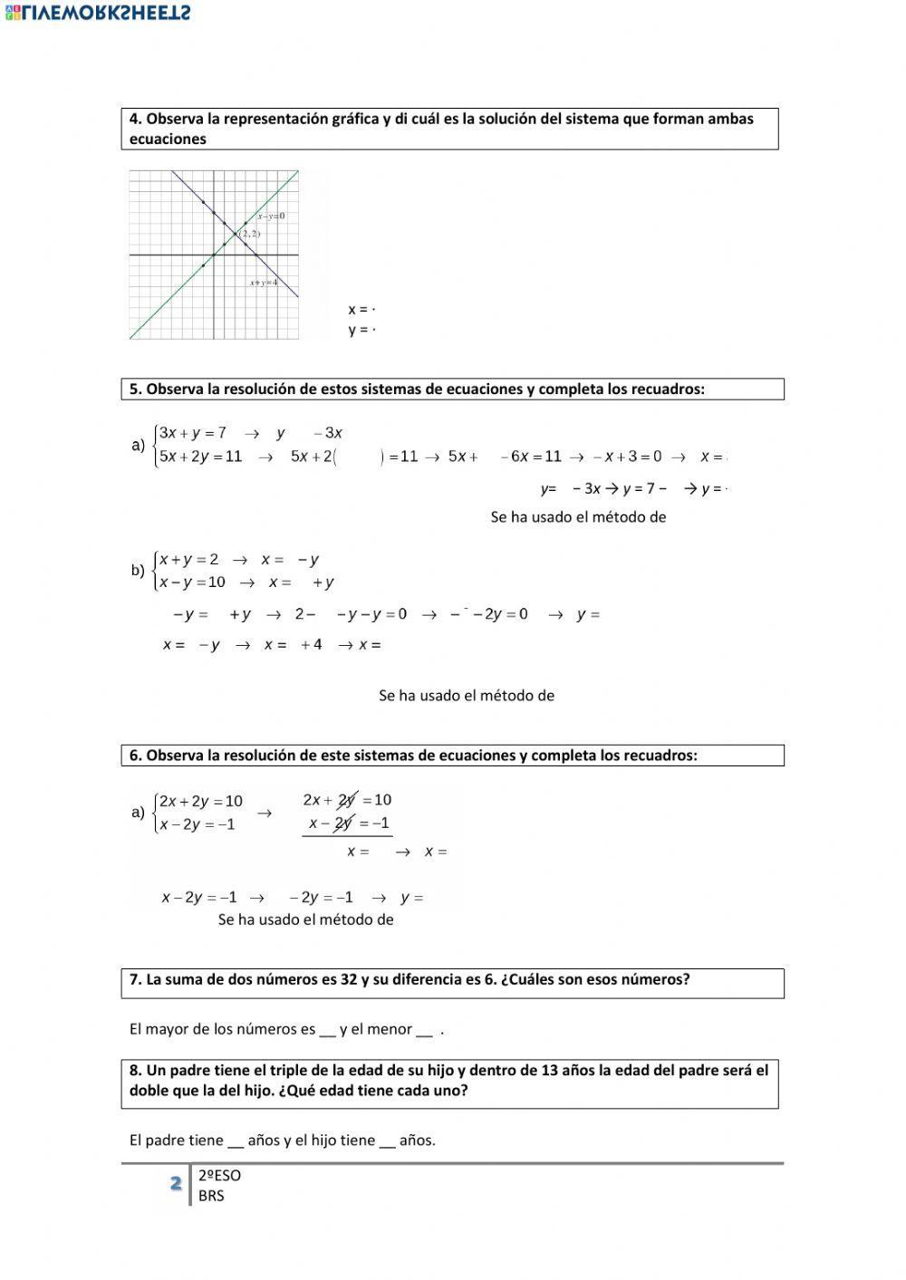 Sistemas de ecuaciones 2ºESO