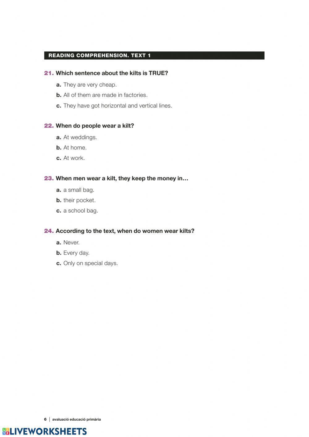 Reading comprehension 1 CCBB 2019