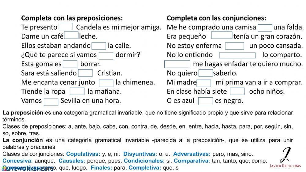 Conjunciones y preposiciones