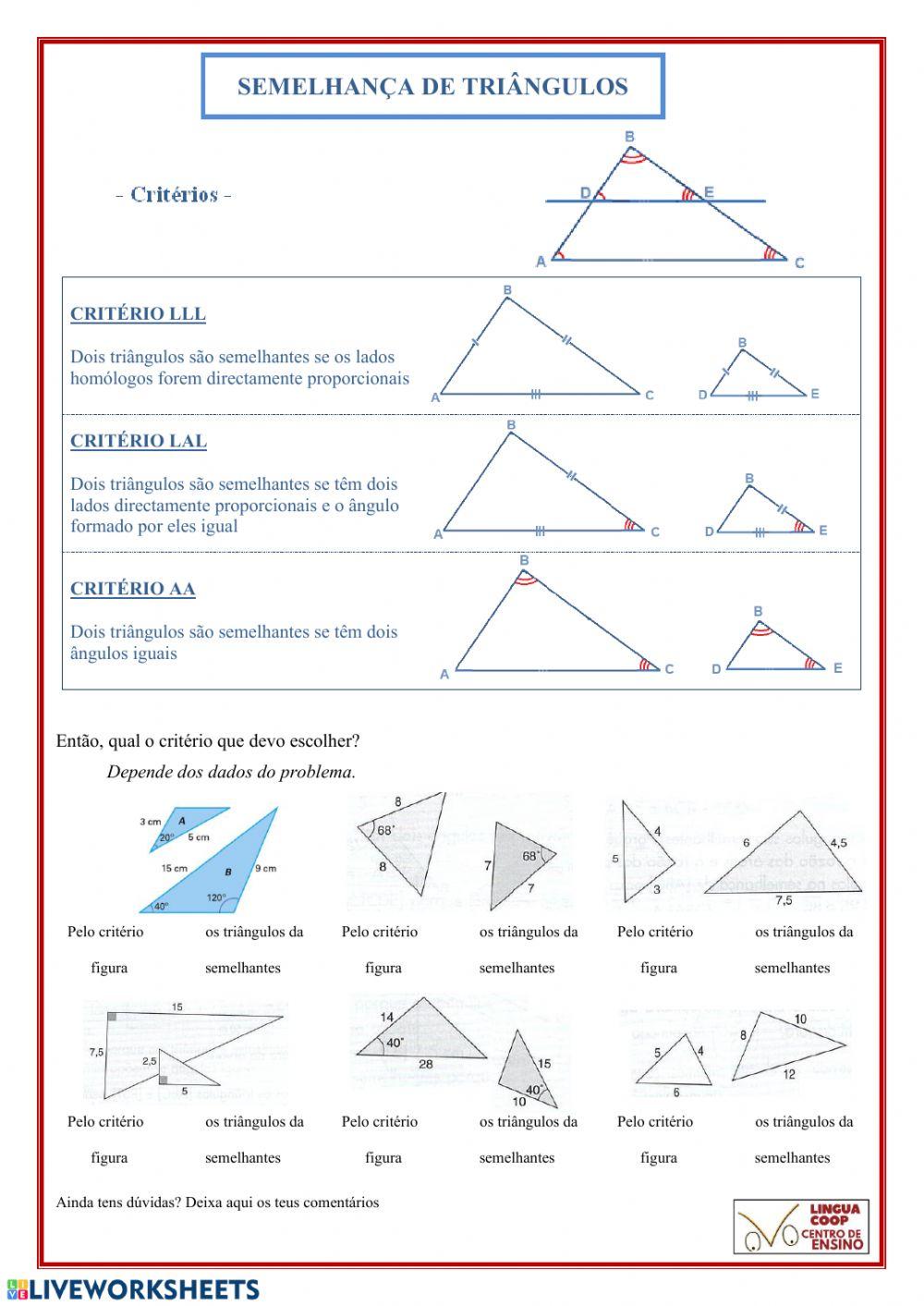 Semelhança de triângulos 7.1