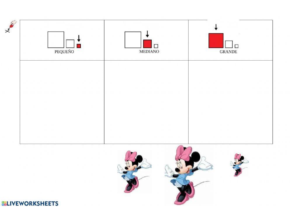 Pequeño, grande, mediano Minnie Mouse