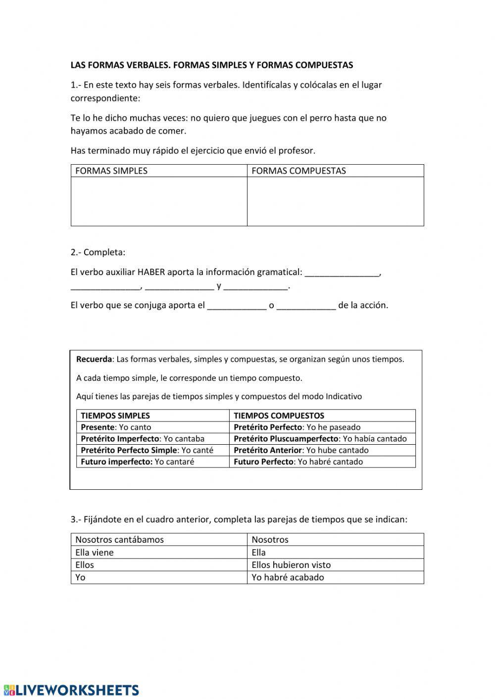 Tiempos simples y tiempos compuestos