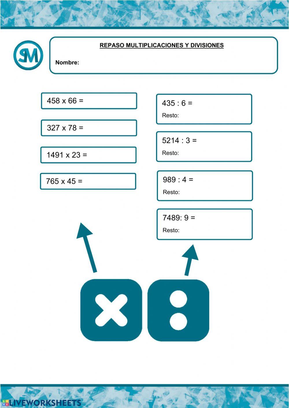 Refuerzo de multiplicaciones y divisiones 2