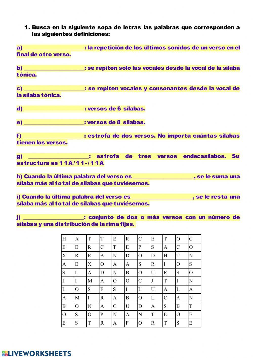 Sopa de letras- métrica