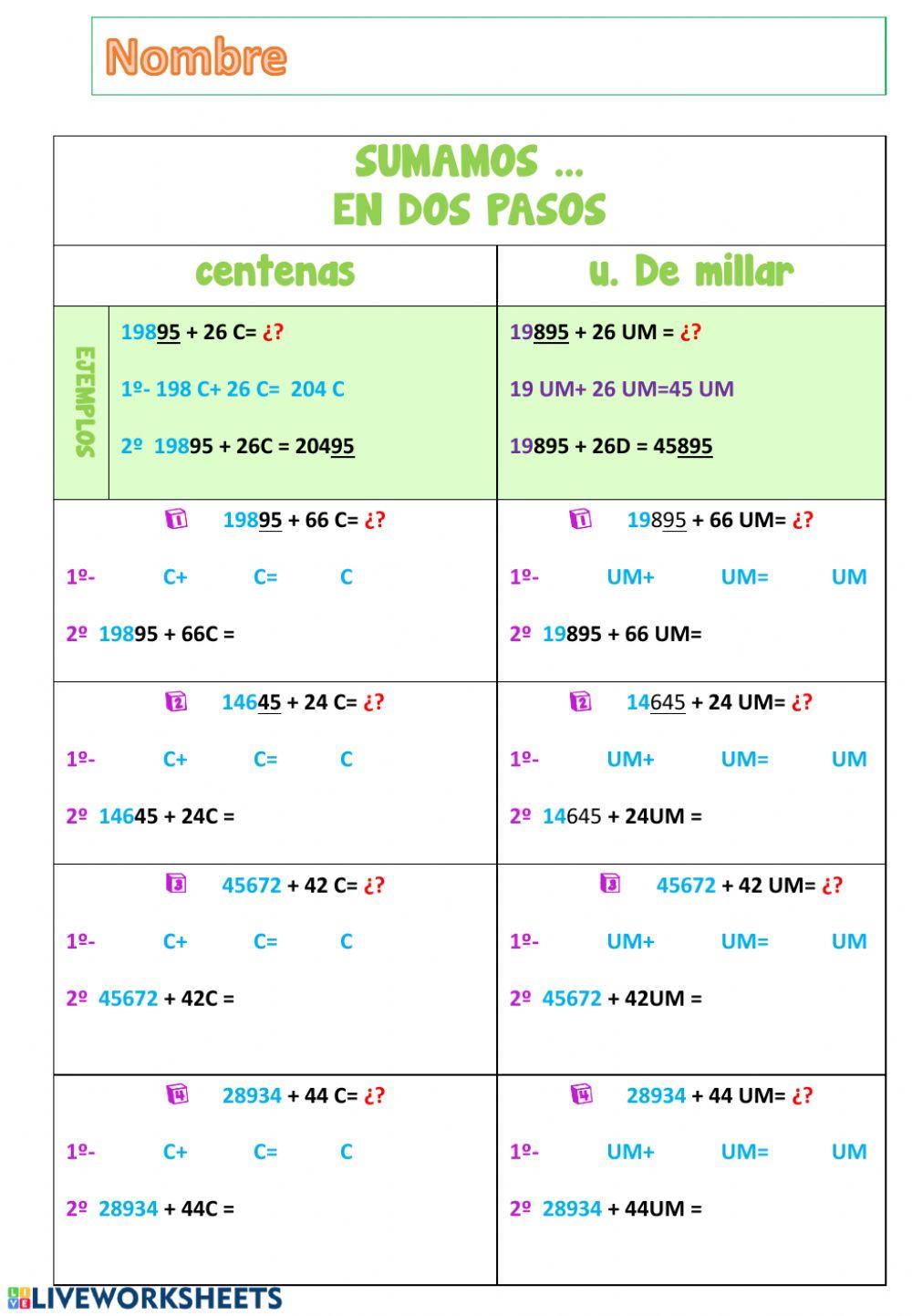 Sumamos en dos pasos