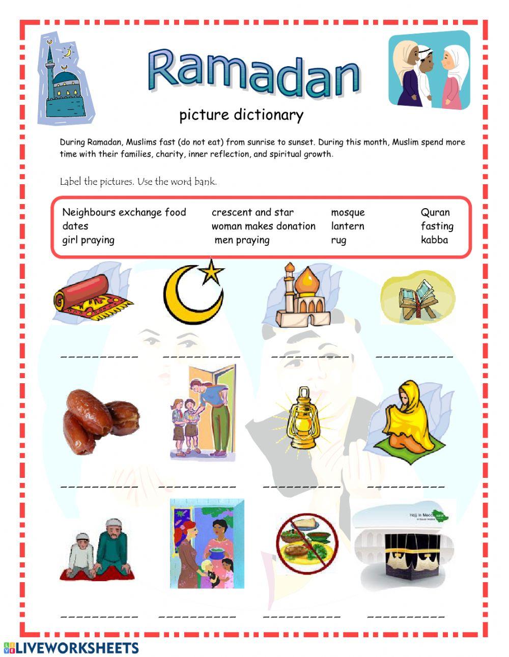 Ramadan vocabulary worksheet | Live Worksheets