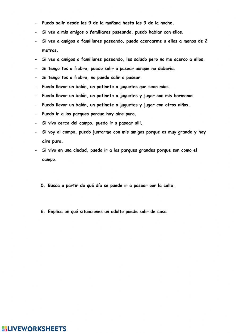 Normativa para la salida de niños