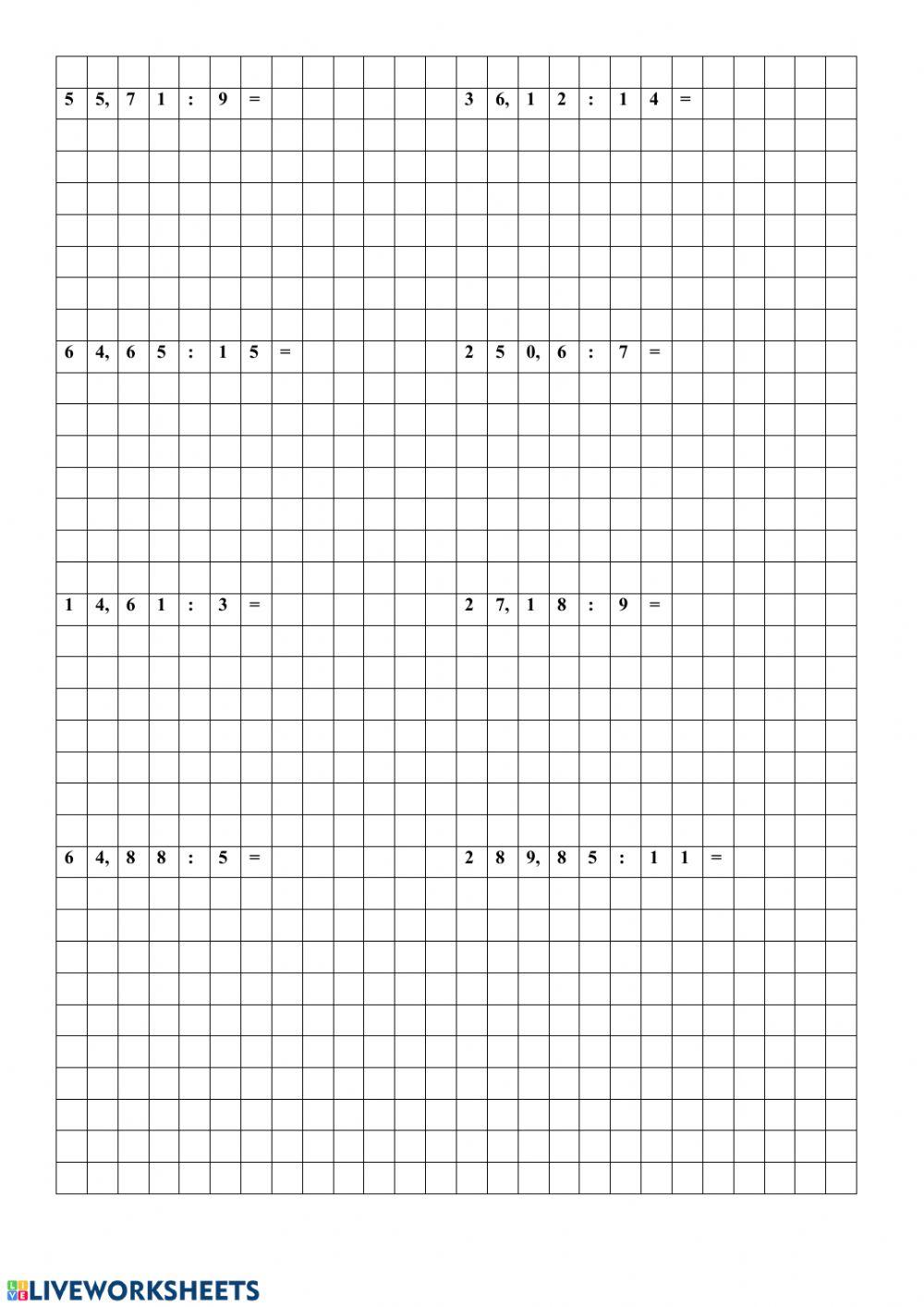 Kümnendmurru jagamine naturaalarvuga.