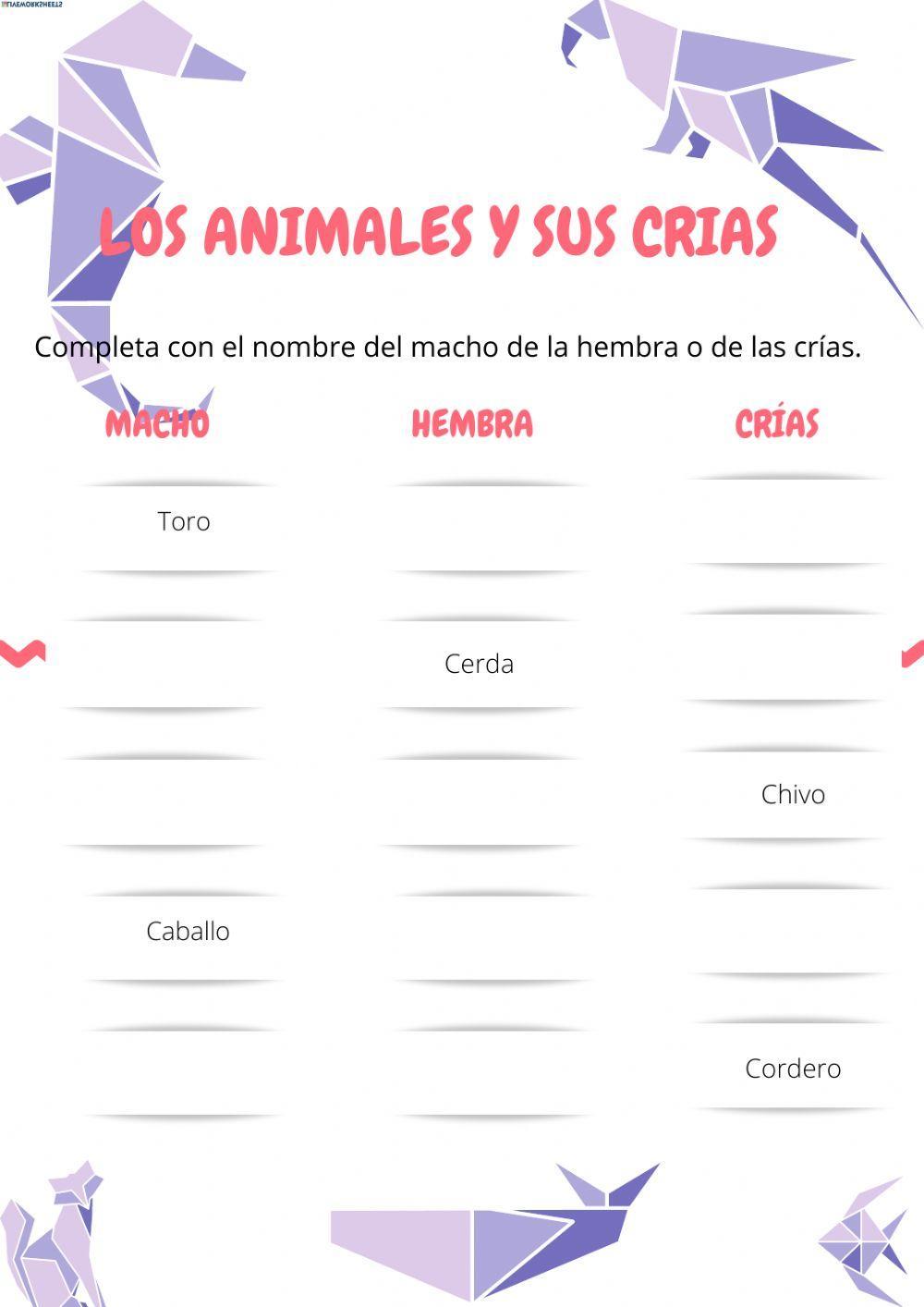 Los animales y sus crías
