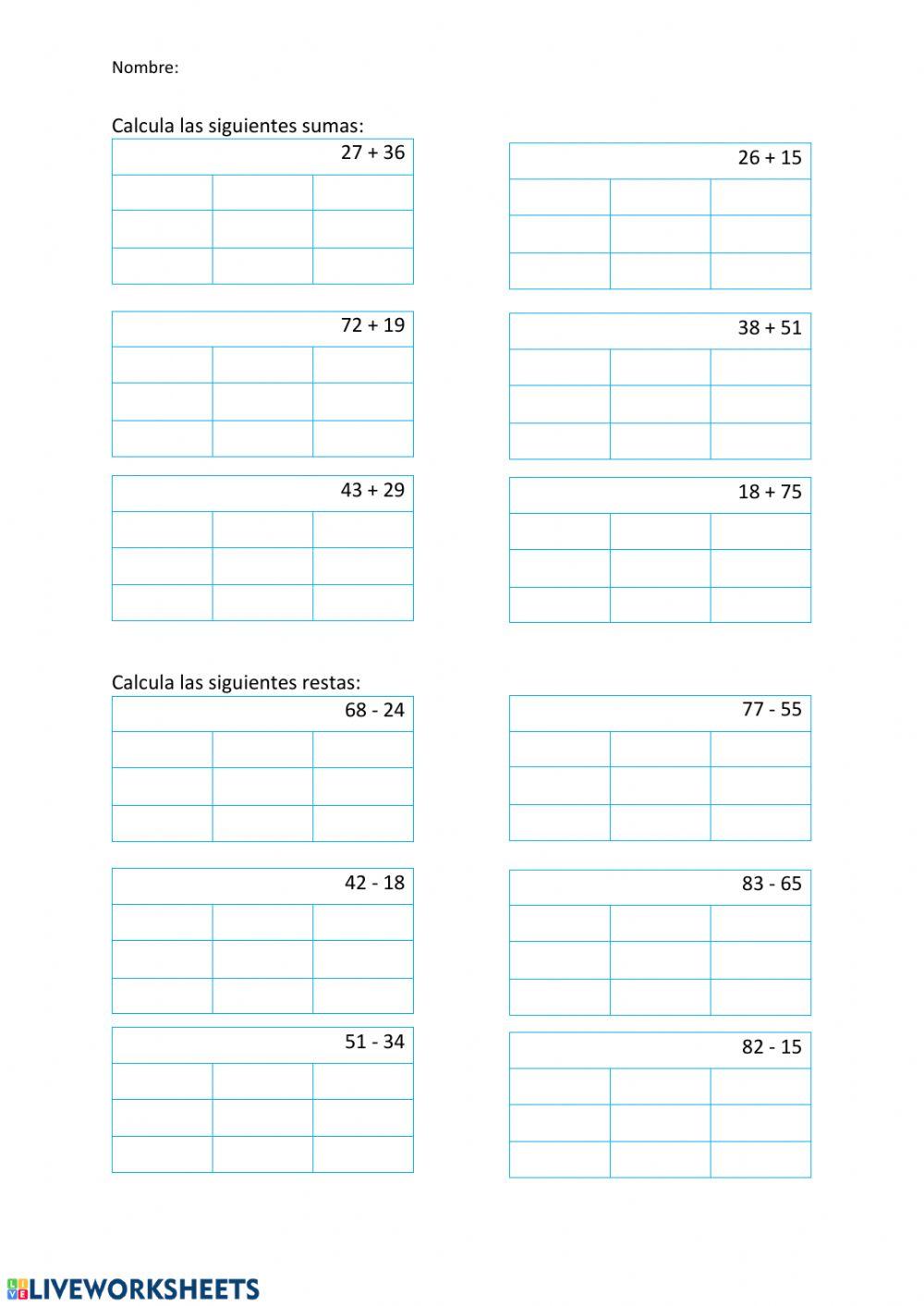 Rejillas suma y resta