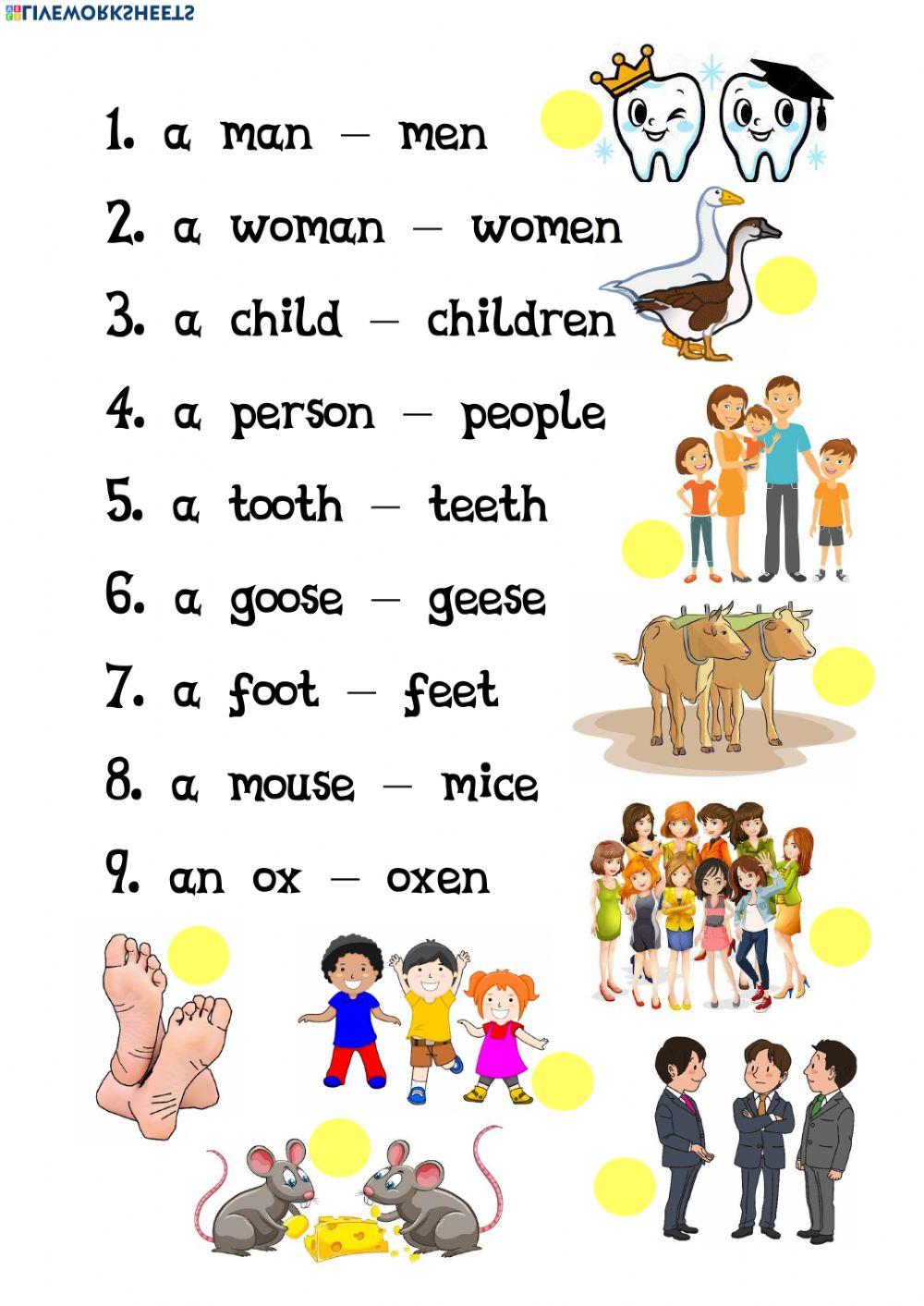 Irregular Plurals, Nouns