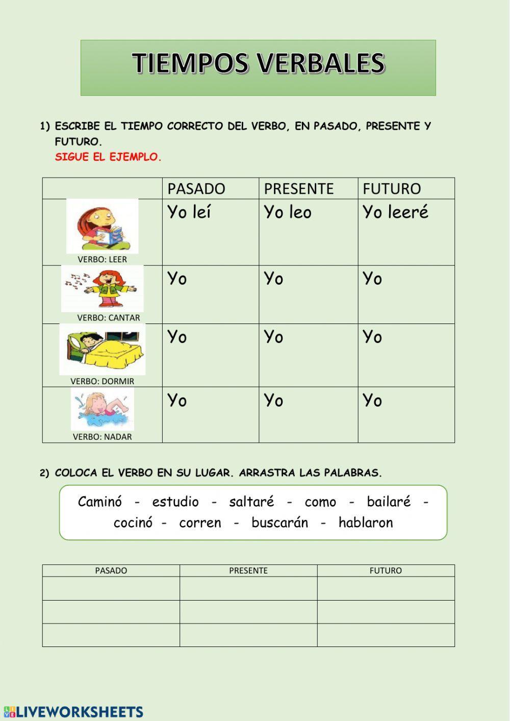 TIEMPOS VERBALES: PASADO, PRESENTE Y FUTURO.