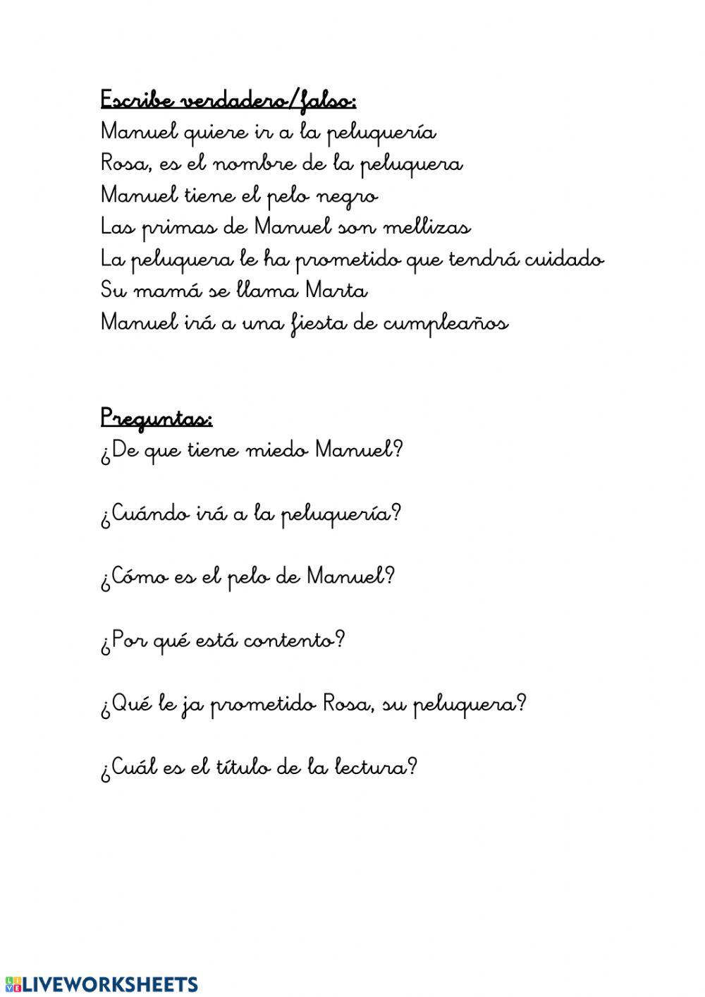 Manuel no quiere ir a la peluquería