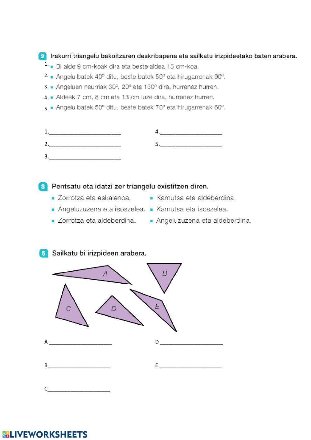 Triangeluen sailkapena