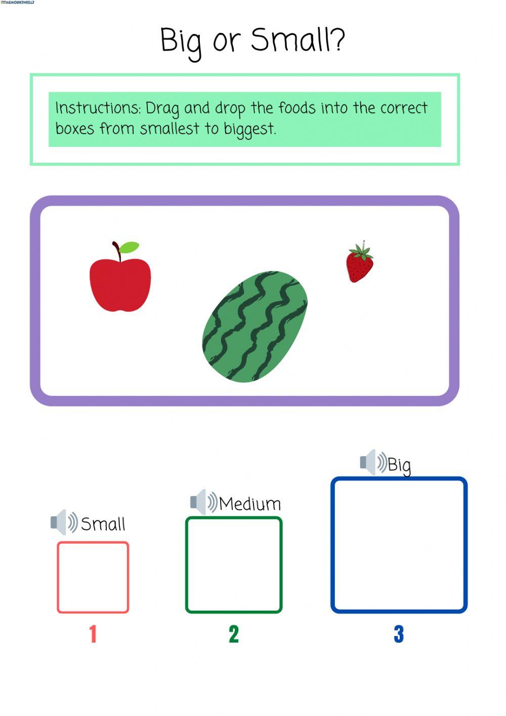 Small or Big? worksheet | Live Worksheets