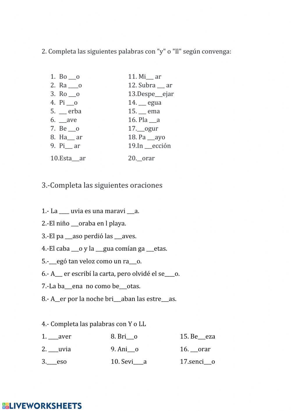 Ortografía -LL- Y-