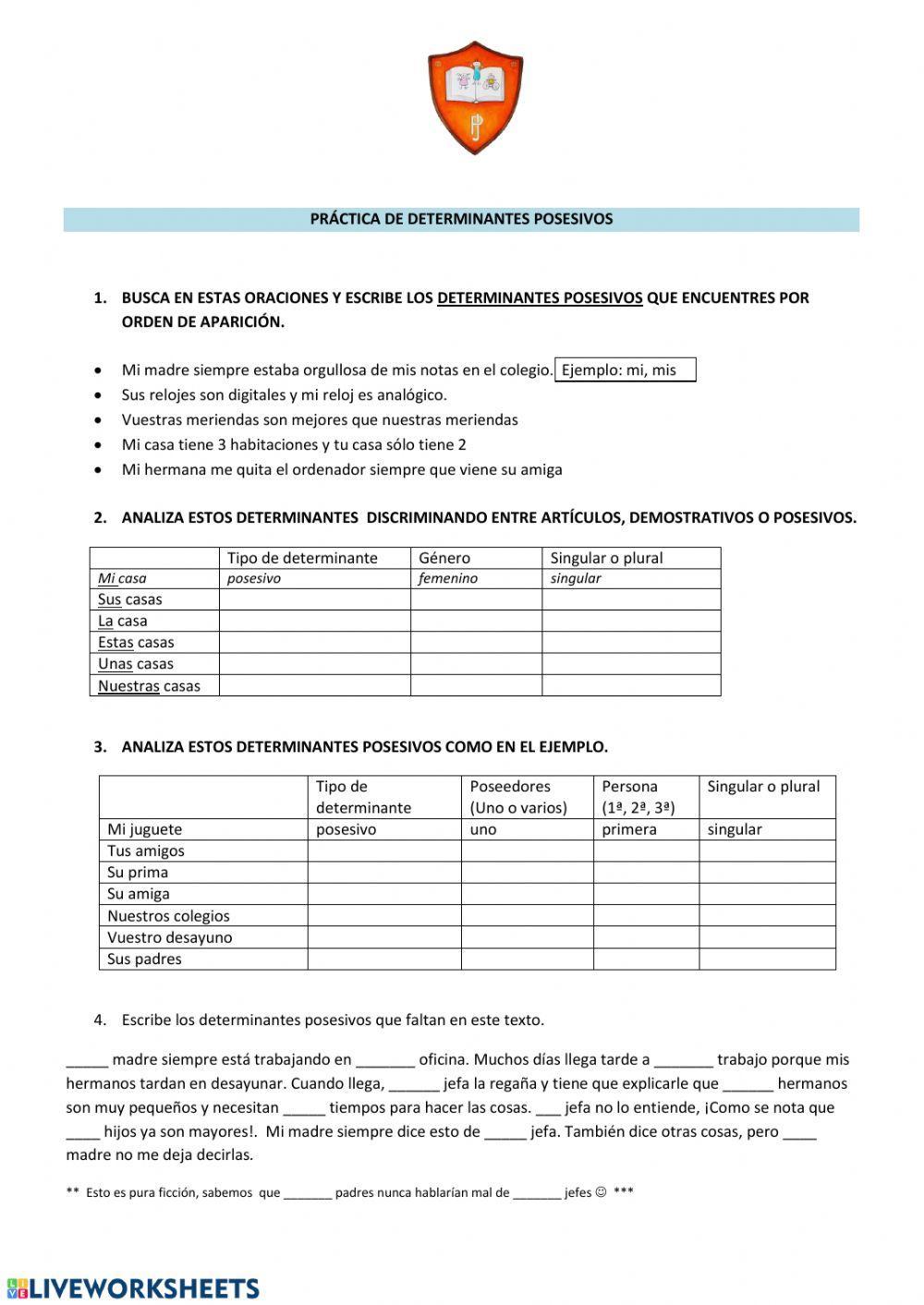 Determinantes posesivos