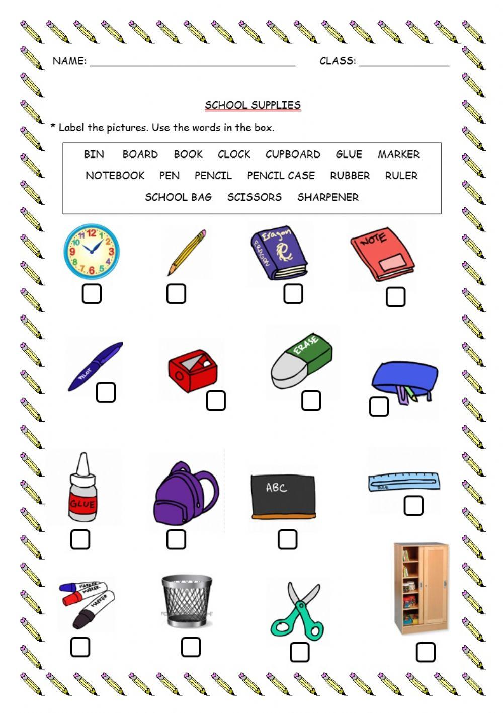 125191 School supplies JoChaves LiveWorksheets