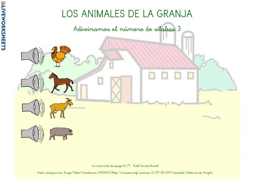 Los animales de la granja: silabeo 3