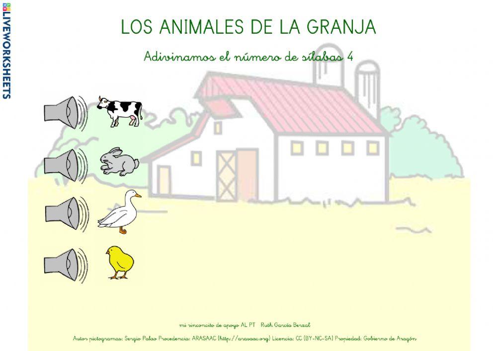 Los animales de la granja: silabeo 4