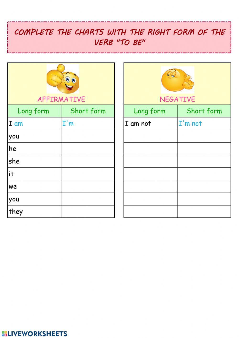 Verb to be - present simple