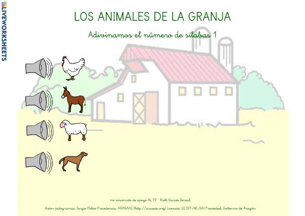 Los animales de la granja: silabeo 1